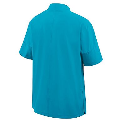 Men's Nike Turquoise Florida State Seminoles 2025 Sideline Coaches Lightweight Short Sleeve Jacket