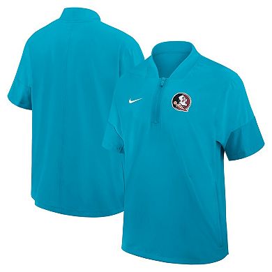 Men's Nike Turquoise Florida State Seminoles 2025 Sideline Coaches Lightweight Short Sleeve Jacket