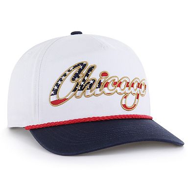 Men's '47 White Chicago Cubs Patriotic Overhand Hitch Adjustable Hat