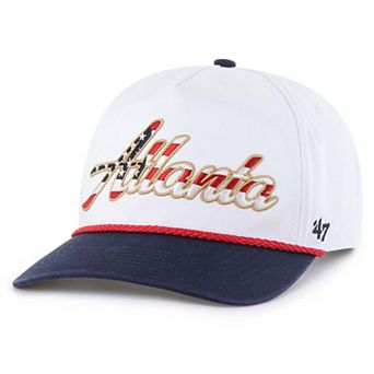 Men's '47 White Atlanta Braves Patriotic Overhand Hitch Adjustable Hat