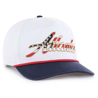 Men's '47 White Atlanta Braves Patriotic Overhand Hitch Adjustable Hat