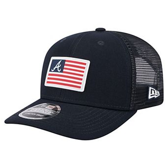 Men's New Era Navy Atlanta Braves Flag 9SEVENTY Stretch-Snap Hat