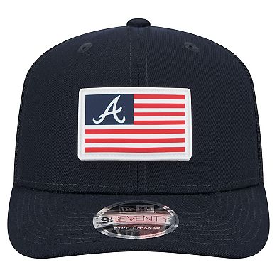 Men's New Era Navy Atlanta Braves Flag 9SEVENTY Stretch-Snap Hat