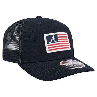 Men's New Era Navy Atlanta Braves Flag 9SEVENTY Stretch-Snap Hat