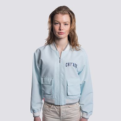 Women's Lusso Light Blue Chicago Cubs Cropped Paisley Full-Zip Jacket
