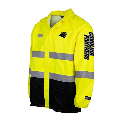 Men's Yellow Carolina Panthers Hi-Vis Safety Waterproof Rainshell Full-Zip Hooded Jacket