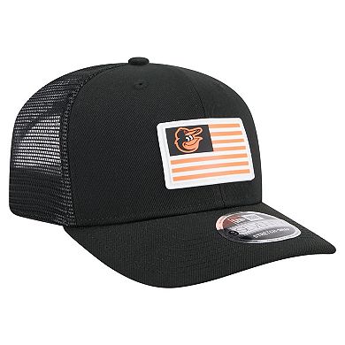 Men's New Era Black Baltimore Orioles Flag 9SEVENTY Stretch-Snap Hat