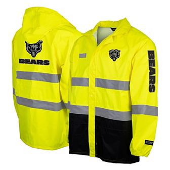 Men's Yellow Chicago Bears Hi-Vis Safety Waterproof Rainshell Full-Zip Hooded Jacket