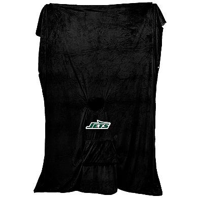 New York Jets 60" x 80" Logo Patch Team Color Bloncho with Sherpa