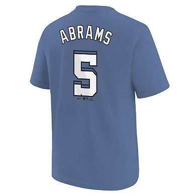 Youth Nike CJ Abrams Blue Washington Nationals Fuse City Connect Name & Number T-Shirt