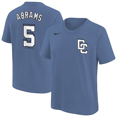 Youth Nike CJ Abrams Blue Washington Nationals Fuse City Connect Name & Number T-Shirt