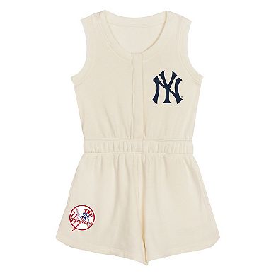 Girls Preschool Cream New York Yankees Girl Power Tank Romper