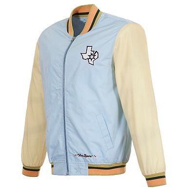 Men's JH Design Light Blue San Antonio Spurs 2024/25 City Edition Full-Zip Nylon Bomber Jacket