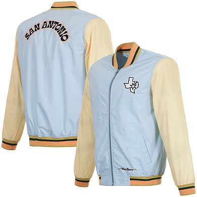 Men's JH Design Light Blue San Antonio Spurs 2024/25 City Edition Full-Zip Nylon Bomber Jacket