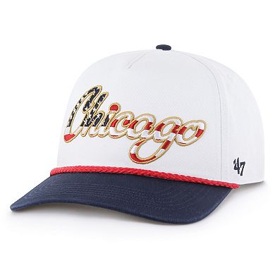 Men's '47 White Chicago Bears Patriotic Overhand Hitch Adjustable Hat