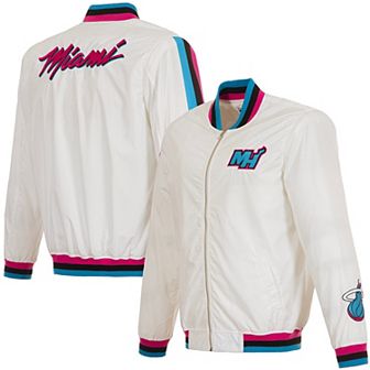 Men's JH Design White Miami Heat 2024/25 City Edition Full-Zip Nylon Bomber Jacket