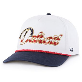 Men's '47 White Detroit Lions Patriotic Overhand Hitch Adjustable Hat