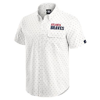 Men's Darius Rucker Collection by Fanatics Cream Atlanta Braves Printed Button-Down Shirt