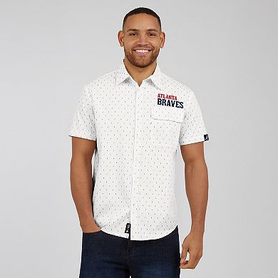 Men's Darius Rucker Collection by Fanatics Cream Atlanta Braves Printed Button-Down Shirt