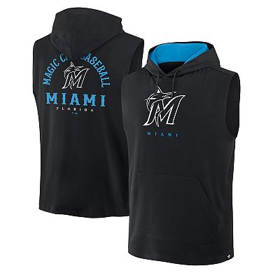 Men's Fanatics Black Miami Marlins Fire Speed Sleeveless Pullover Hoodie