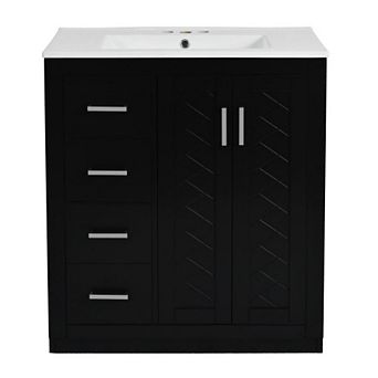 Merax 30'' Bathroom Vanity with Ceramic Sink Combo,Solid Wood Frame Bathroom Storage Cabinet