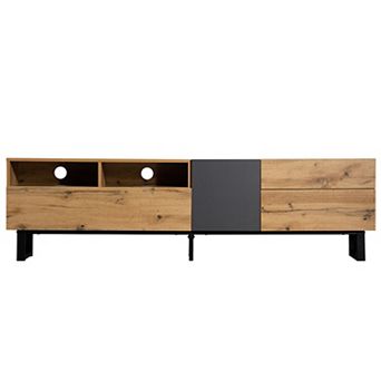 Merax Modern TV Stand for 80'' TV with Double Storage Space, Media Console Table