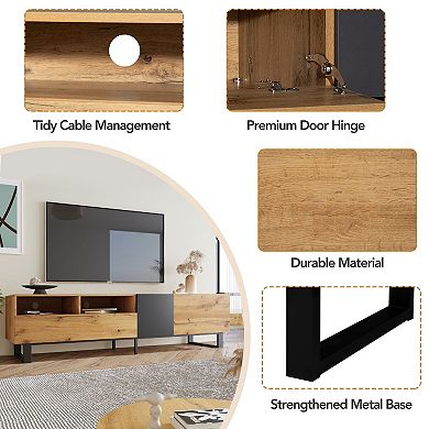 Merax Modern TV Stand for 80'' TV with Double Storage Space, Media Console Table