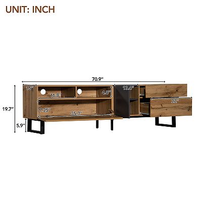Merax Modern TV Stand for 80'' TV with Double Storage Space, Media Console Table