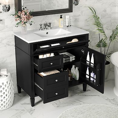 Merax 36'' Bathroom Vanity with Top Sink, Modern Bathroom Storage Cabinet