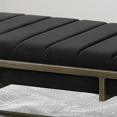 Merax Upholstered Velvet Ottoman Bench with Brass Finish