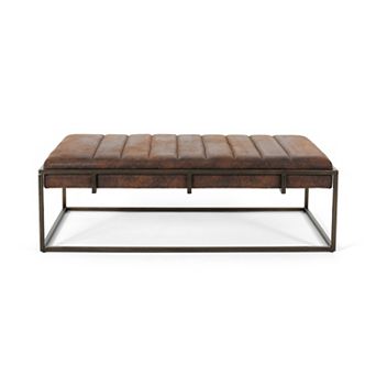 Merax Upholstered Velvet Ottoman Bench with Brass Finish