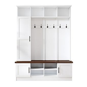 Merax Versatile 3-in-1 Hall Tree with 6 Hooks，55"W Modern Entryway Coat Rack