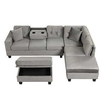 Merax 105" Modern Sectional Sofa with Storage Ottoman