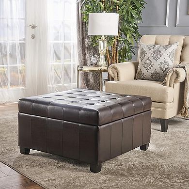 Merax 31" Modern Storage Ottoman PU Foot Rest Multifunctional Extra Seat, Side Table