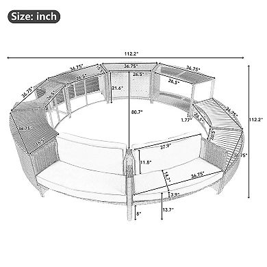 Spa Surround Spa Frame Patio Rattan Sofa Set with Storage Spaces，Mini Sofa and Comfortable Cushion