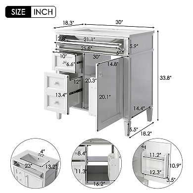 Merax 30'' Bathroom Vanity with Top Sink, Modern Bathroom Storage Cabinet