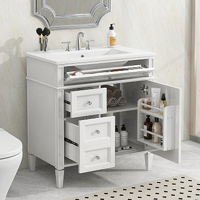 Merax 30'' Bathroom Vanity with Top Sink, Modern Bathroom Storage Cabinet