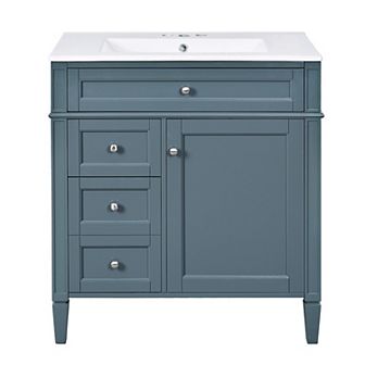 Merax 30'' Bathroom Vanity with Top Sink, Modern Bathroom Storage Cabinet