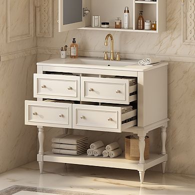 Merax 36" Bathroom Vanity Cabinet with Sink Combo Set, Undermount Ceramic Sink