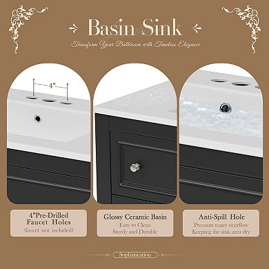 Merax 36" Bathroom Vanity Cabinet with Sink Combo Set, Undermount Ceramic Sink