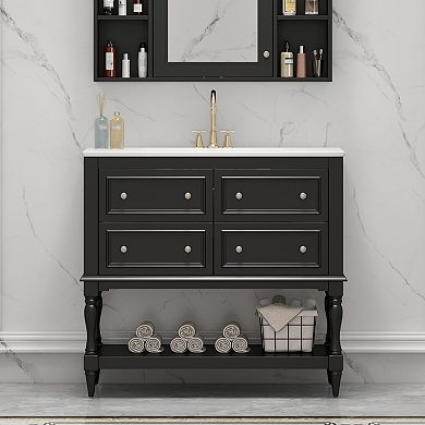 Merax 36" Bathroom Vanity Cabinet with Sink Combo Set, Undermount Ceramic Sink