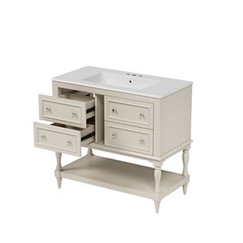 Merax 36" Bathroom Vanity Cabinet with Sink Combo Set, Undermount Ceramic Sink