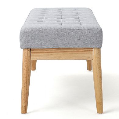 Merax Ottoman with Solid Wood Frame, Rectangular Seating Ottoman Bench