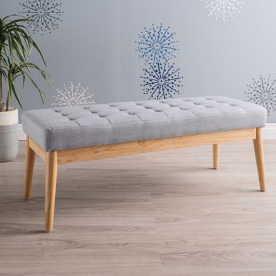 Merax Ottoman with Solid Wood Frame, Rectangular Seating Ottoman Bench