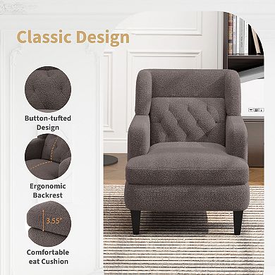 Merax Upholstered Accent Chair Tufted Armchair for Living Room