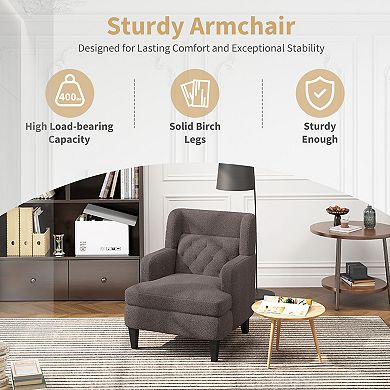 Merax Upholstered Accent Chair Tufted Armchair for Living Room
