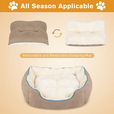 Aoodor Dog Bed with Removable Mat, Washable Pet Bed with Anti-Slip Base for Dogs and Cats
