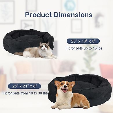 Aoodor Small Pet Bed, Round Cat Bed Washable for Indoor Cats, Non-Slip Base and Removable Cushion