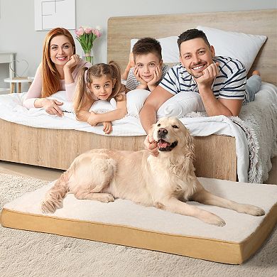 Aoodor Orthopedic Dog Bed, Reversible Egg Crate Foam Pet Bed with Removable Washable Cover, Yellow