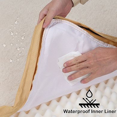 Aoodor Orthopedic Dog Bed, Reversible Egg Crate Foam Pet Bed with Removable Washable Cover, Yellow